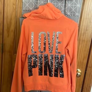 Women’s pink Victoria secret zip up hoodie. Size small worn once